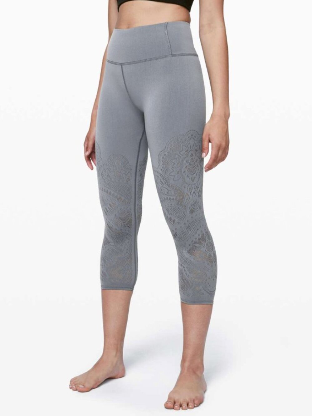 lululemon athletica Reveal Crop Solar Gray Leggings women's size 8
